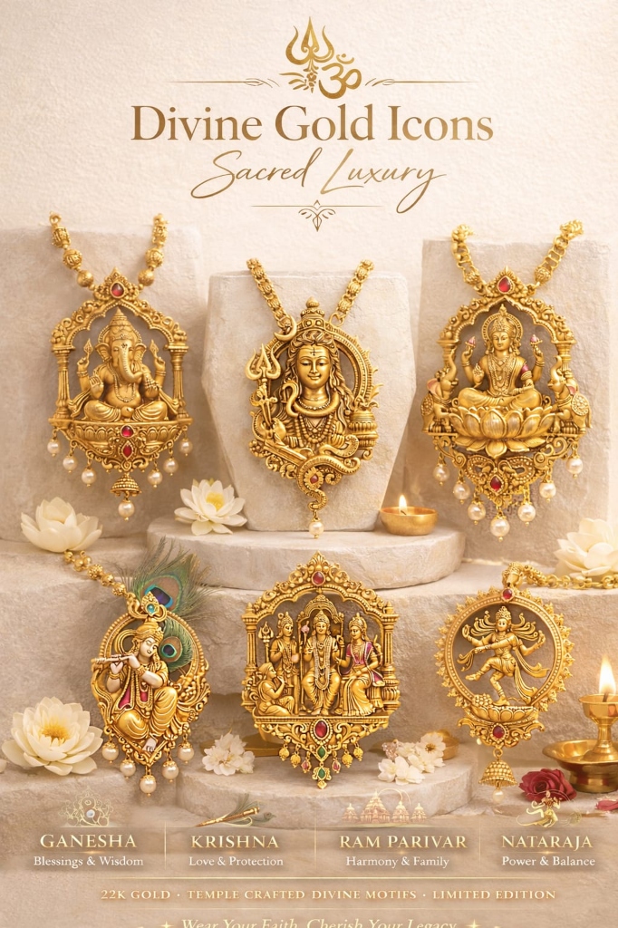Divine 22K Gold Temple Pendants