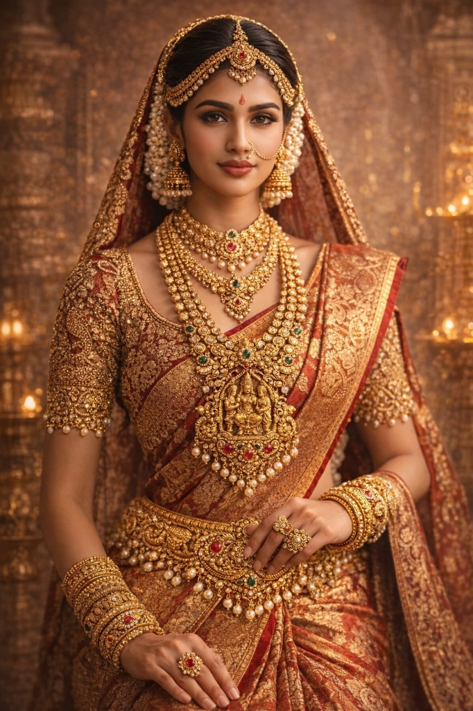 South Indian Temple Jewellery Bride